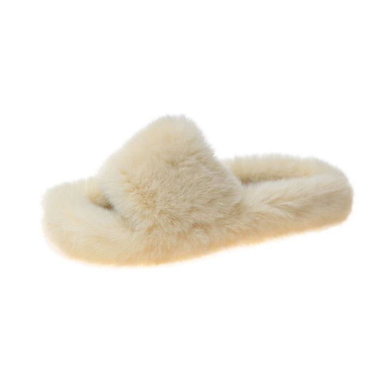 fluffy open toe slippers