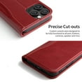 thumbnail image 5 of ShellTech for iPhone 14 Pro Leather Wallet Case,Luxury Genuine Vintage Leather [Slim and Durable] with Card Slot & Kickstand [Magnetic Closure] Flip Folio Case,Red, 5 of 9