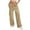 Khaki, variant on Women's Elastic Waist Casual Pants with Side Pockets Loose Fit Straight Leg Trousers Sport Outdoor Workwear Long Pants for Daily Wear Black L
