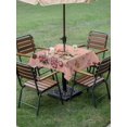 thumbnail image 3 of Outdoor Tablecloth with Umbrella Hole and Zipper, Pink Gingerbread Christmas Square Table Cloth 54x54 Inch Waterproof Tablecloth, Xmas Tree Gift House Star Picnic Table Cover for Patio Camping, 3 of 7