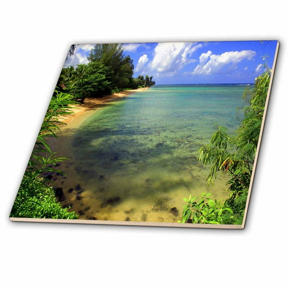 3dRose, Nature, ocean scene, green, blue,, 8 Inch Ceramic Tile