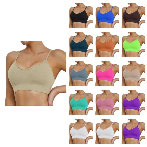 Krdevn Women's Seamless Sports Bra Wireless Shockproof Yoga Bra with Adjustable Straps,L