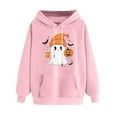 thumbnail image 2 of Halloween Womens Hoodies Cute Ghost Printed Jacket Fall Winter Fleece Hooded Sweatshirts Casual Loose Long Sleeve Top Halloween Pullover Outwears with Pocket, 2 of 4