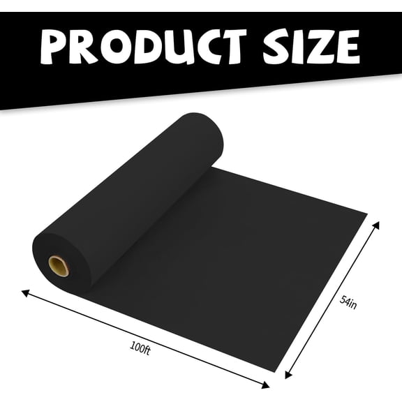 TRHOO-54 Inch X 100 Feet Plastic Table Cover Roll Premium Disposable Plastic Tablecloth for All Type/Shape Tables | Picnic, Party, Banquet, Birthdays, Weddings (Black, 54 Inch X 100 Feet)