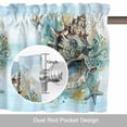 thumbnail image 6 of Summer Coastal Valance Curtain for Windows Brown Retro Texture Conch Starfish Teal Blue Rod Pocket Curtain Valances Short Window Treatments Panels for Kitchen Bathroom Laundry Basement 54 x 18 Inch, 6 of 9
