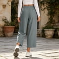 thumbnail image 6 of HomeDM Capris Pants for Women Wide Leg Drawstring Loose Pants Gray Lounge Trousers with Pockets for Athletic Work Size S, 6 of 7