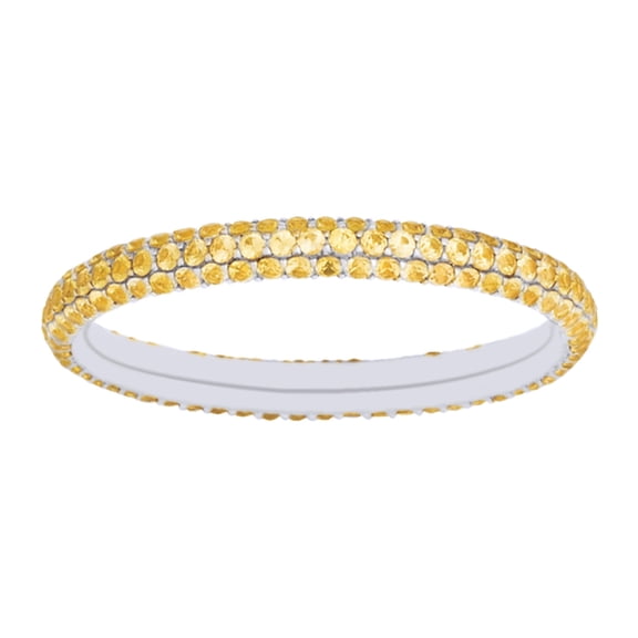 Round Cut Simulated Yellow Sapphire Full Eternity Band Ring In 14K Solid White Gold
