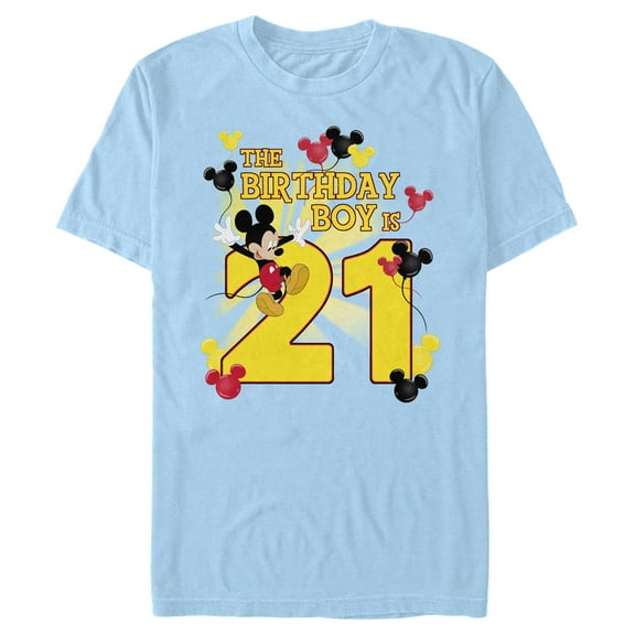 Men's Mickey & Friends The Birthday Boy Is 21  Graphic Tee Light Blue 3X Large