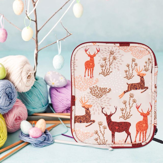 Cuadros Decorativos Bolsa de almacenamiento de agujas de tejer portátil, bolsa de punto de ganchillo para hilo, organizador artesanal Tmvgtek embutido en tela