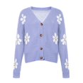 thumbnail image 3 of PENGXIANG Cardigan Décontracté Sexy Mode Col en V Imprimé Manches Longues Blouse, 3 of 5