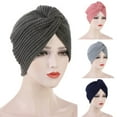 thumbnail image 3 of Zhaomeidaxi Women Turban Hats Twist-Knot Beanie Headwrap Stretch Pre-Tied Cap Solid Color Head Bonnet, 3 of 8