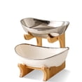 thumbnail image 1 of CHUANK 2 Tiers Ceramic Fruit Bowls Basket  Fruit Storage Basket for Kitchen Counter  Sliver, 1 of 10