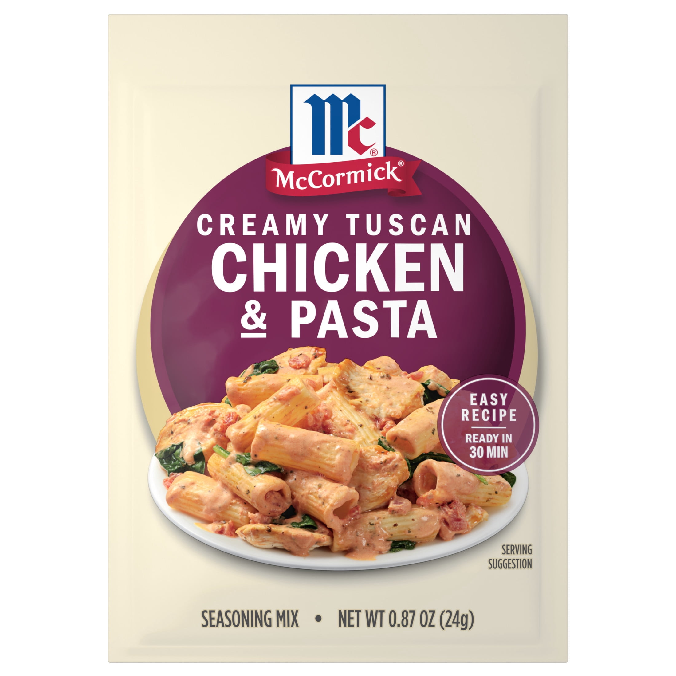 (12 pack) McCormick Creamy Tuscan Chicken & Pasta Seasoning Mix, 0.87 oz Packet