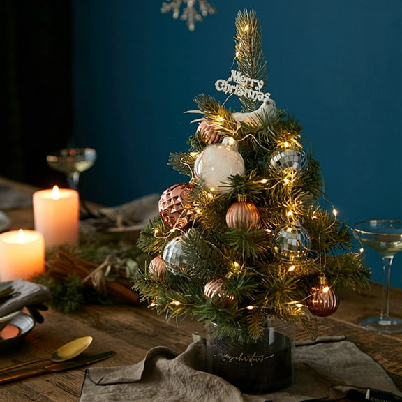 Mini Small Christmas Tree Set - Tabletop Home Office Desk Decor, Creative Christmas Holiday Decoration with Artificial Tree, Ideal for Indoor Use and Gifts, 15.75*4.72in