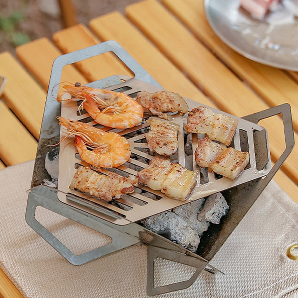 Stainless Steels Folding Fire Pit for BBQ Picnics Patios, Foldable Fire Pit Grill, Foldable Camping Grill Campfire Grill