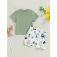 thumbnail image 4 of Bagilaanoe 2pcs Toddler Baby Boy Shorts Set Short Sleeve Print T Shirt Tops + Shorts 6M 12M 18M 24M 3T Kids Casual Summer Clothes, 4 of 7