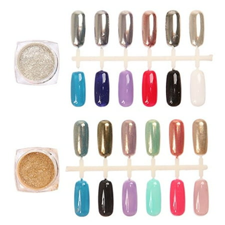 MAKARTT 1g/box Mirror Powder Pigment Nail Polish Glitter Nail Art Chrome with 2 Brush - Walmart.com
