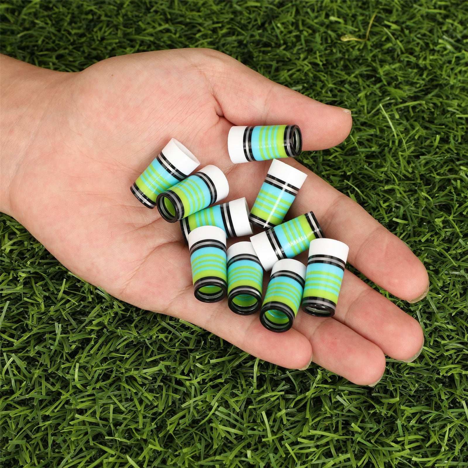 10Pcs Golfing Tapered Ferrules Fit 0.35Inch 0.37Inch Tapered and Parallel Shafts Colorful Striped Golfing Iron Ferrules