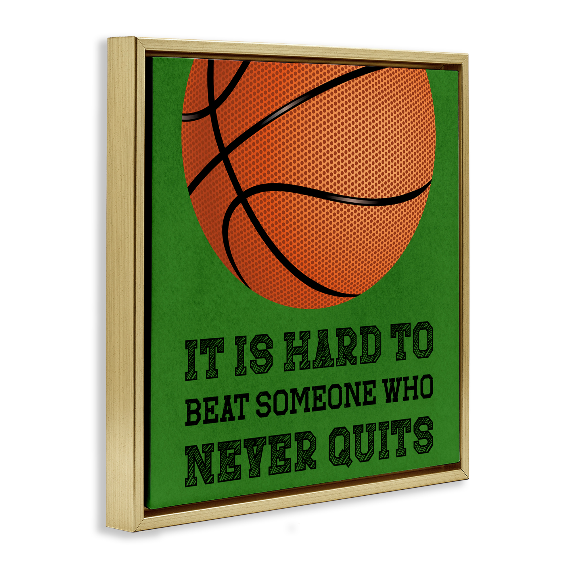 Someone Who Never Quits Gold Framed Floater Canvas Wall Art, design by Marcus Prime