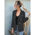 thumbnail image 4 of Women Blazer Jacket Business Casual Open Front Business Casual Lapel Elegant Coat with Pockets Black M, 4 of 6