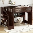 thumbnail image 3 of Full Size loft bed with movable desk and storage shelf, featuring storage stairs,Espresso, 3 of 21