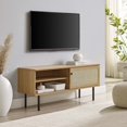 thumbnail image 2 of Media TV Stand Console Table, Brown Oak, Wood, Living Room Lounge Cafe Lobby Hospitality Restaurant, Modern Contemporary HB34356, 2 of 8