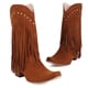 thumbnail image 5 of Retro remache borlas Botas Largas flecos botas de vaquero del Western mujeres 2023 Vintage mujer tacones gruesos botas informales Slip On zapatos femeninos, 5 of 5