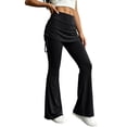 thumbnail image 5 of Fewfanhot Women Skirted Flared Yoga Pants, High Waist Drawstring Overlay Skirt Full Length Stretch Bootcut Workout Trousers, 5 of 7