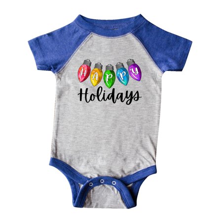 

Inktastic Happy Holidays Rainbow Christmas Lights Gift Baby Boy or Baby Girl Bodysuit