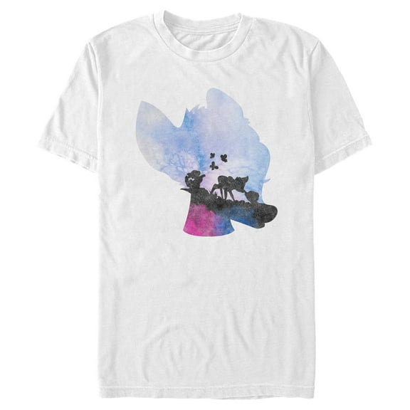 Men's Bambi Blue Watercolor Silhouette Graphic Tee White Medium