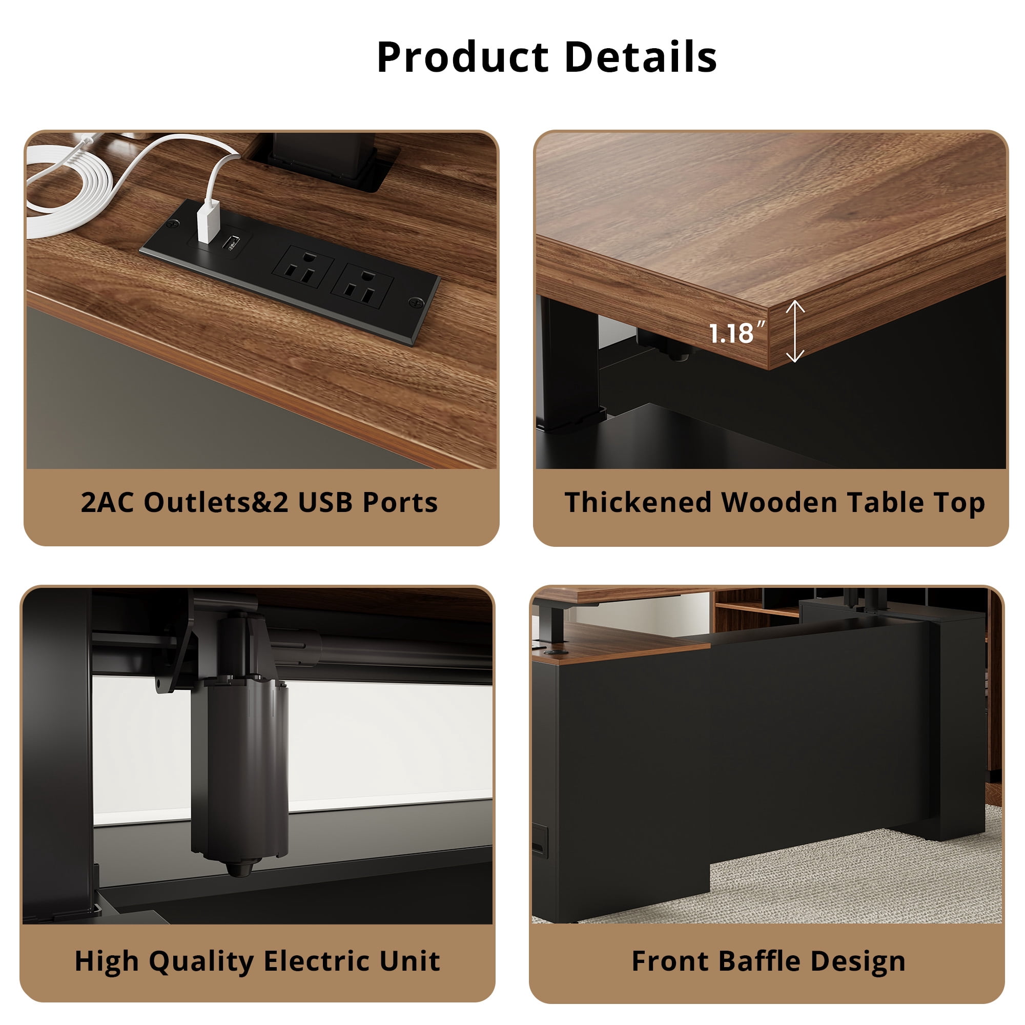 ModernMate 63" Height Adjustable Standing Desk with Privacy Panel, 2 Large One-Piece Desktops, L-Shaped Executive Workstation with 3-Drawer Filing Cabinet for Home Office