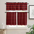 thumbnail image 2 of Kitchen Curtains and Valances Set, Black Red Buffalo Plaid Checked Rod Pocket Window Valance 18 Inch Window Curtain Panels for Living Room Bedroom Laundry, 27.5x24in, 3 Pieces, 2 of 6