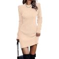 thumbnail image 1 of Innerwin Robe Chandail Col Rond Dames Chandail d'Hiver Manches Longues Mini Robes Élégantes Abricot G, 1 of 2