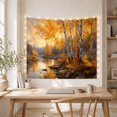 thumbnail image 5 of Golden Birch River Landscape in Autumn with Rocks and Forest, Serene Rustic for Nature Lovers, Scenic Wall Art, Thanksgiving Gift Tapestry Wall Hanging for Bedroom and Living Room, 5 of 7