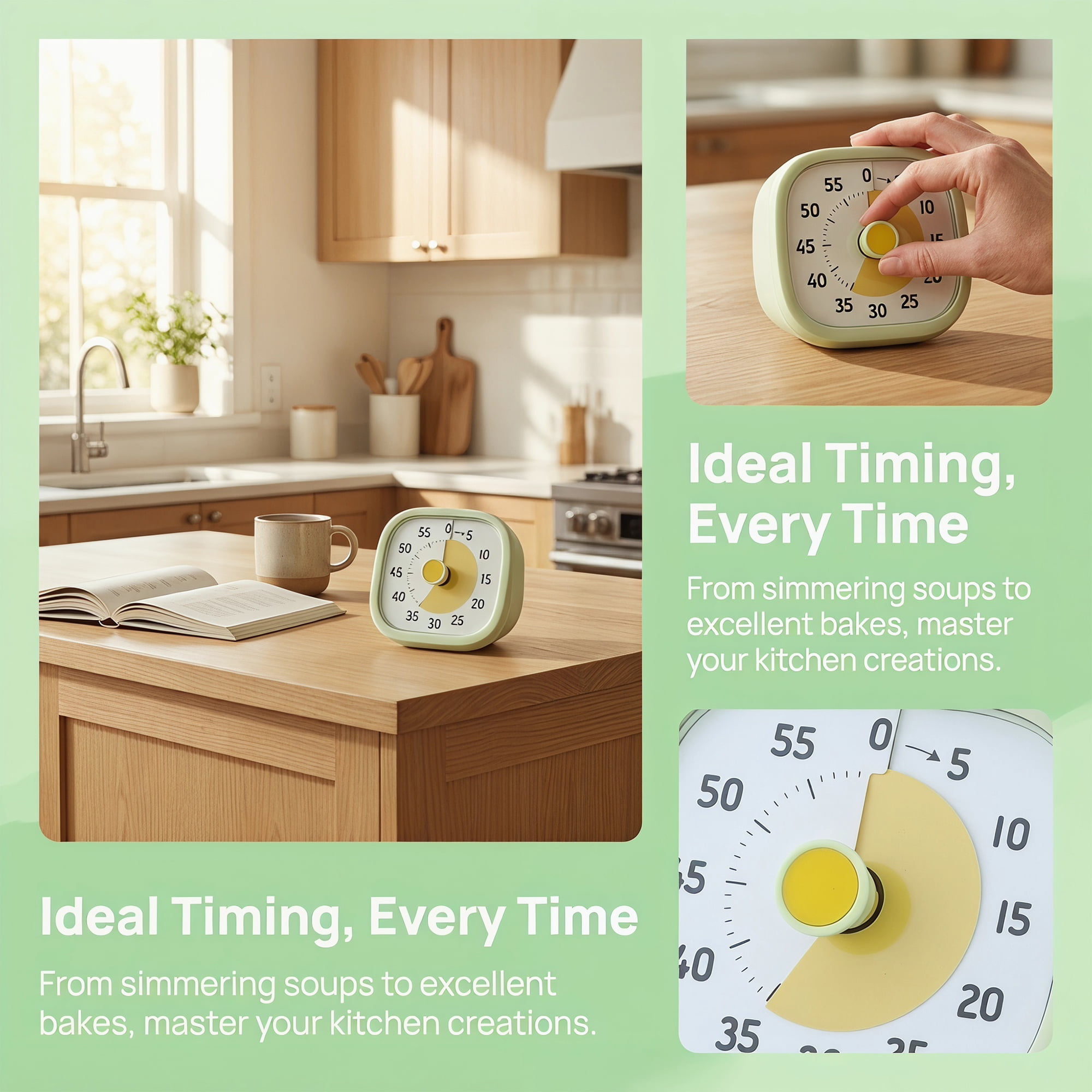 Unique Bargains 60 Minute Kitchen Digital Visual Timer with Loud Alarm Green