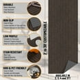 thumbnail image 4 of Ottomanson Non-Slip Hallway Runner Rug 2' x 26' Indoor/Outdoor Custom Size Utility Carpet for Garage, Brown Ribbed, 4 of 9