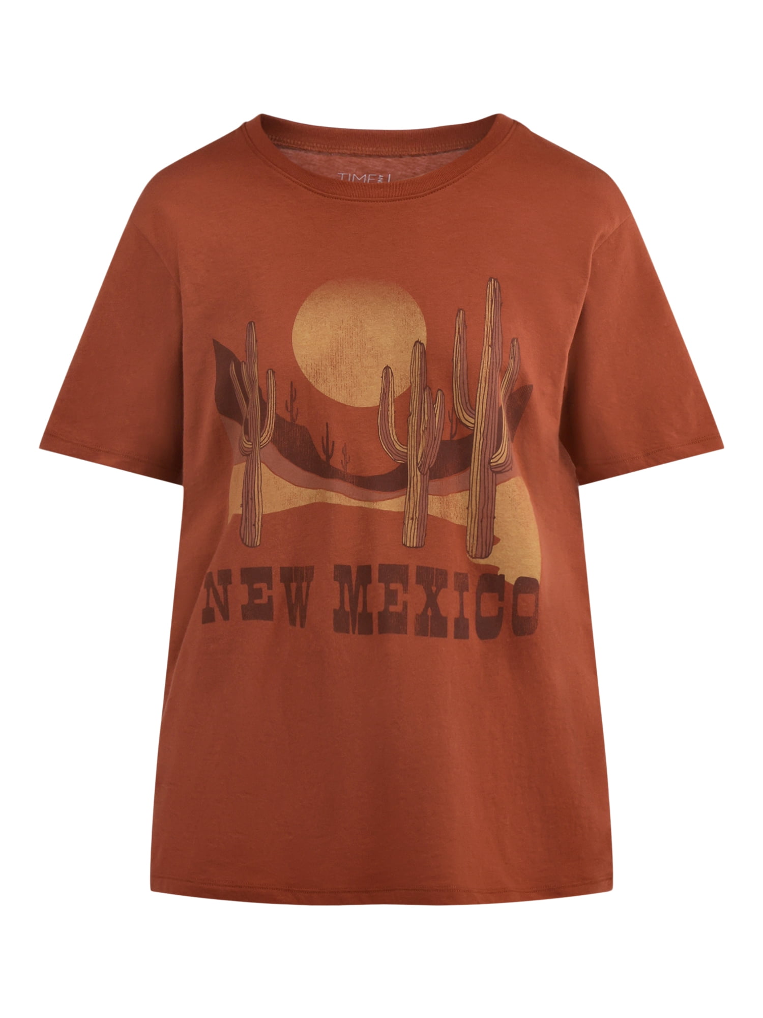 Time and Tru New Mexico Women's Graphic Tee, Cotton Blend, Short