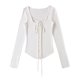 thumbnail image 2 of Ailaofu Women's Long Sleeve Cardigan Sweater V Neck Bow Tie Front Lightweight Shrug Sweater, 2 of 5