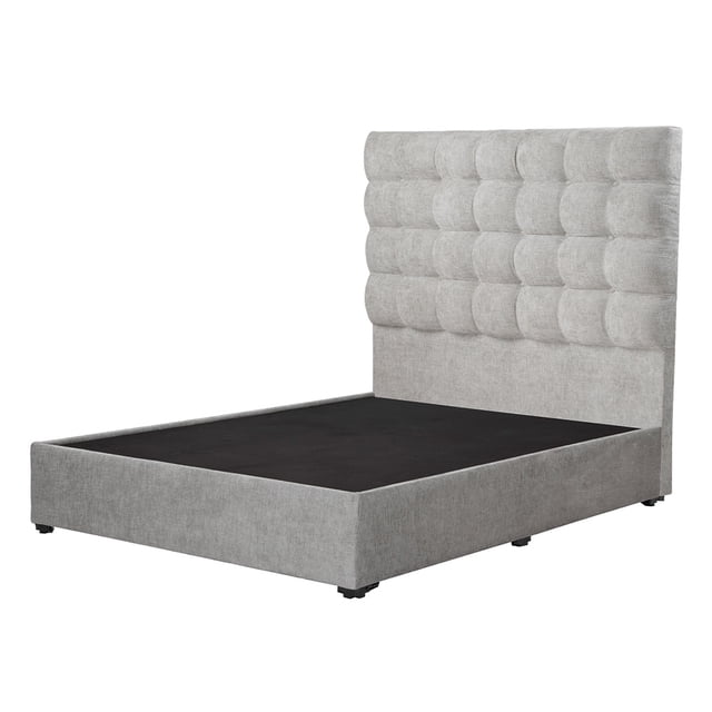 Box Base Cama Individual + Cabecera Slip Trinity Gris Nickel