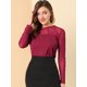 thumbnail image 2 of AllegK CamiDe GaCon Cuello Redondo Y BluCampesiDe ManLarCon Panel Floral De Encaje PaMujer Vino rojo S, 2 of 6