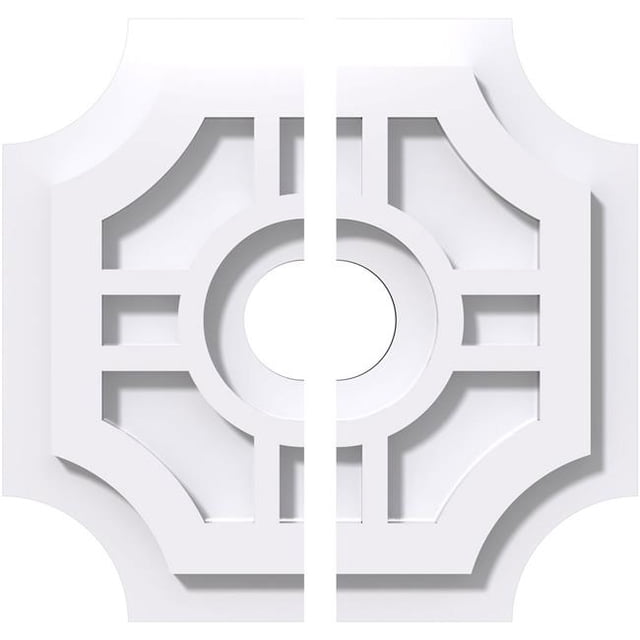 Ekena Millwork CMP10HS2-02000 10 in. OD x 2 in. ID Square Haus Architectural Grade PVC Contemporary Ceiling Medallion - 2 Piece