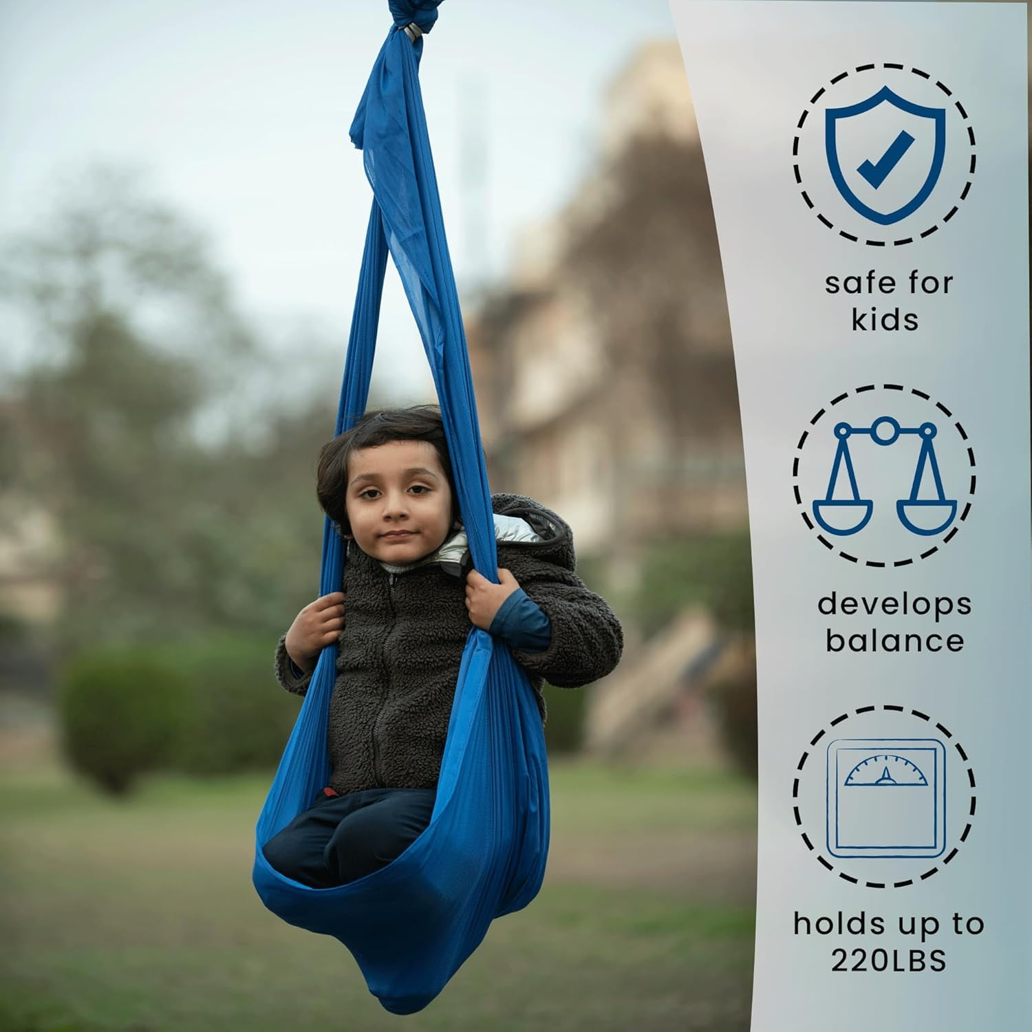 Sensory Swing | Indoor Swing for Kids | Stretchable Therapy Swing Cuddle Swing for Indoor with Soft Nylon Fabric for Calming Effect|Great for Autistic Kids (Dark Blue)