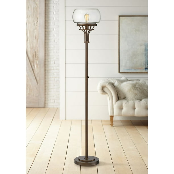 Industrial Torchiere Floor Lamp, Torchiere Floor Lamp In Bronze