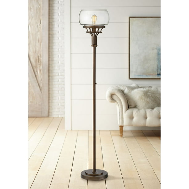 Franklin Iron Works Industrial Torchiere Floor Lamp 72 5 Tall Oil Rubbed Bronze Clear Glass For Living Room Bedroom Office Uplight Com Industrial Torchiere Floor Lamp, Franklin Iron Works Tremont Floor Lamp
