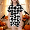 thumbnail image 2 of Halloween Pajamas Kids Size 5-6 Years Girls Halloween Homewear Short Sleeve Notch Collar Top with Shorts Pjs for Boys Black, 2 of 5