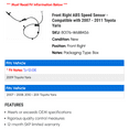 thumbnail image 2 of Front Right ABS Speed Sensor - Compatible with 2007 - 2011 Toyota Yaris 2008 2009 2010, 2 of 2