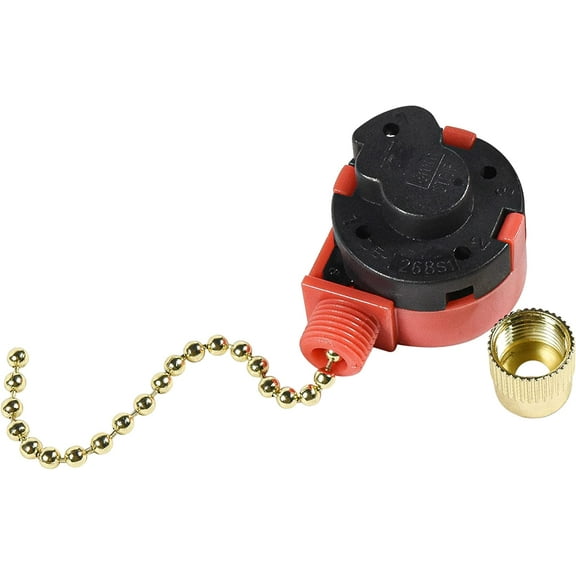 HQRP 3-Speed 4-Wire Switch Compatible with Hunter, Hampton Bay, Harbor Breeze, Westinghouse Ceiling Fan Pull Chain Light Switch (OFF L-1 L-2 L-3), Red, UL Listed