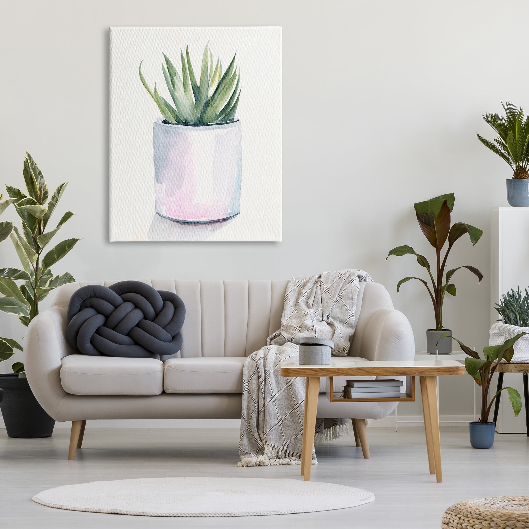Stupell Industries Indoor Cactus Potted Succulent Soft Watercolor Plant Gallery-Wrapped Canvas Print Wall Art, 36x48, by Jennifer Paxton Parker