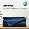 thumbnail image 5 of Weddingly Certified 100% Tencel Eucalyptus Lyocell Sheets|4 Piece Set|Sateen Weave|True Carbon Zero|Gentle to skin|Genuity tags included|Natural sheen|Body temp regulation(Full,Navy Blue), 5 of 5