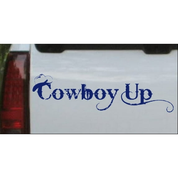Cowboy Up With Hat Car or Truck Window Decal Sticker